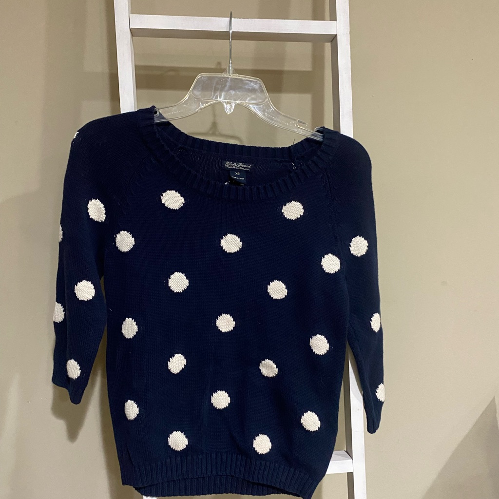 Lucky Brand Navy Polka Dot Sweater Womens Size Xs71